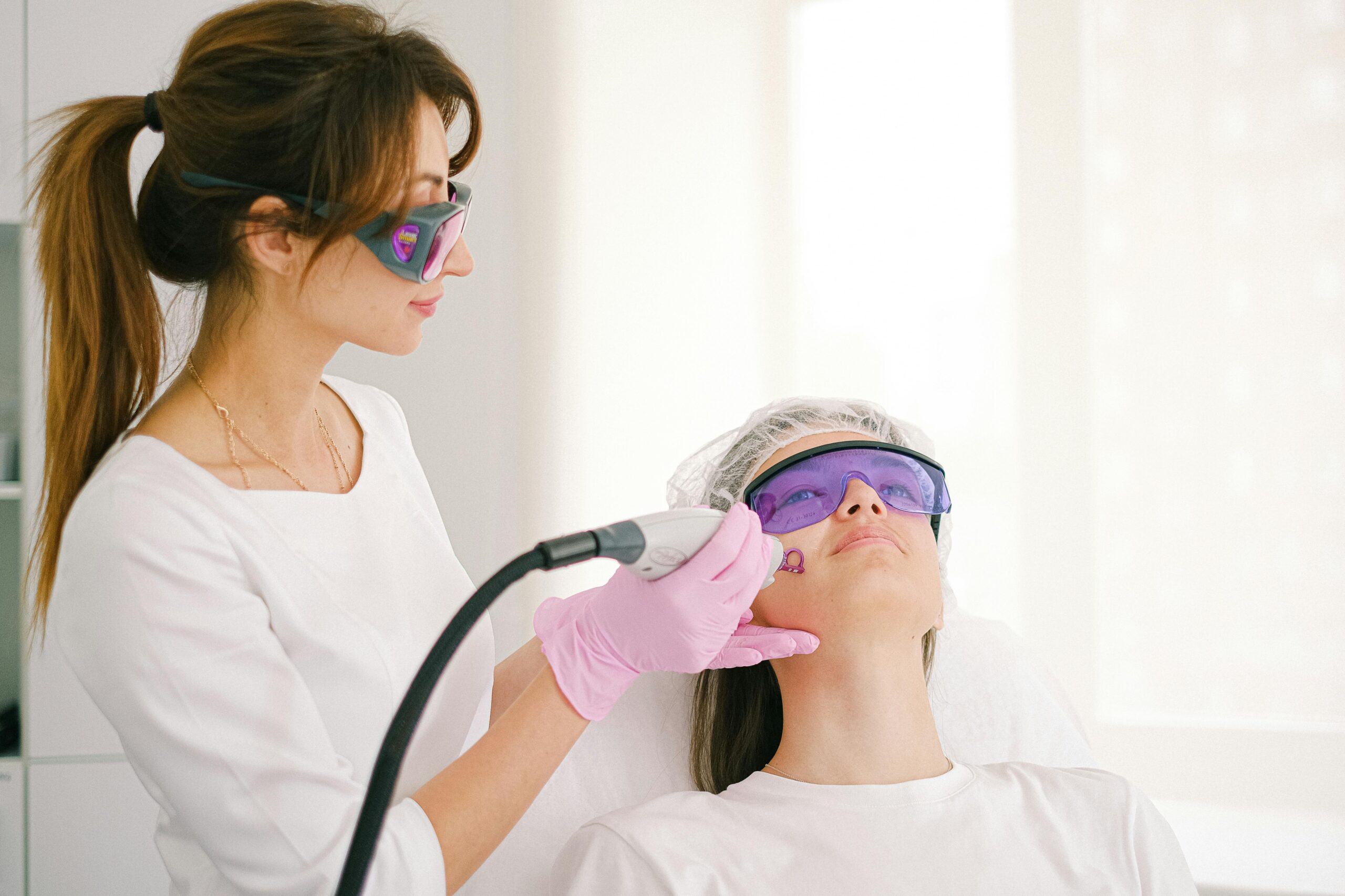 A patient during anti-ageing treatment.