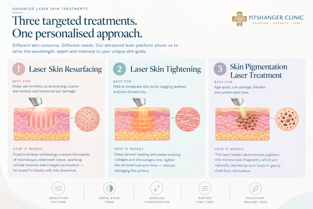 An illustration of different laser settings for different skin types.